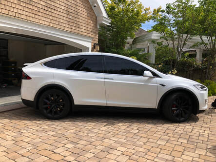 white Tesla model X windows tinted in 5%